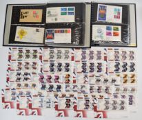Collection of GB first day covers in two albums and a bag, including set of 2012 Olympic Winners