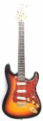 Fender Stratocaster copy electric guitar in sunburst finish with rosewood fretboard, pearlescent