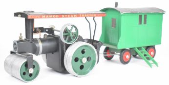 Mamod SR1A live steam roller with single oscillating cylinder, lever operated whistle and canopy,