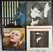 Seven David Bowie LPs comprising Hunky Dory, Stage, Heroes, Station to Station, Ziggy Stardust,