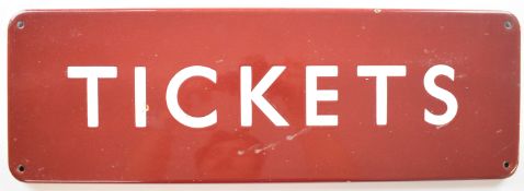 British Railways Midland Region vintage Tickets station door sign, 15.5 x 46cm