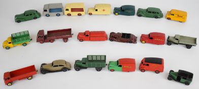 Nineteen Dinky Toys diecast model cars and trucks to include Daimler Ambulance, Royal Mail Van,