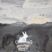Christine L. McArthur RSW (Scottish born 1953) acrylic 'Meet Monty, My Rabbit', signed lower left,