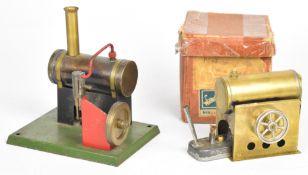 Two live steam engines comprising a Latimer Plane and a Japanese CK Wonder Steam Engine, the later