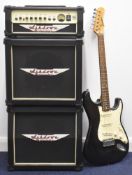 Ashdown Engineering 'All Access' G20R mini-stack amplifier together with a Carlsbro Stratocaster