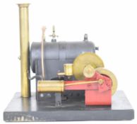 Bowman E101 live steam stationary engine, the horizontal spirit fired boiler having whistle and