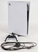 Playstation 5 (PS5) console, CFI-1016A with controller, stand and power lead.