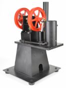 Edgar Westbury Henrici model hot air or Stirling cycle engine, driving twin flywheels with pulley to