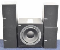 KEF Q-Series surround sound speaker system comprising Q100 (x4), Q200 center speaker and Q400