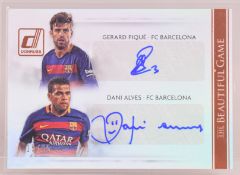 Panini Donruss 2015 quad signature/autograph FC Barcelona football trading card comprising Gerard