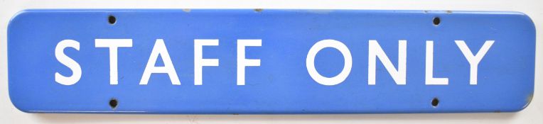 British Railways Scottish Region vintage Staff Only station door sign, 9 x 46cm