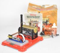 Mamod SP4 live steam engine on Meccano style base with reversing single oscillating cylinder,