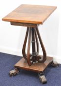 Victorian rosewood reading stand with inclined reading or writing surface, drawer below and
