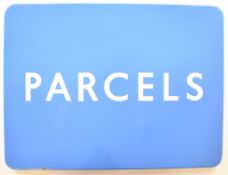 British Railways Scottish Region vintage enamel Parcels station sign, 45.5 x 61cm