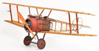 WW1 Sopwith Camel 1:8 scale model aeroplane with wood and metal features, wingspan 107cm.
