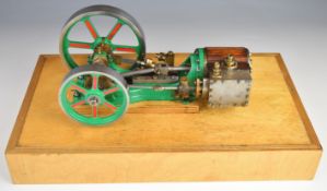 Stuart No 9 live steam single cylinder engine with feed water pump and brass oilers to main