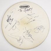 Iron Maiden - Nicko McBrain used Evans drum skin signed by members of the band during 'The Final