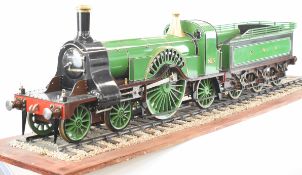 Exhibition quality 5 inch gauge GNR 4-2-2 Stirling Single live steam tender locomotive built by John
