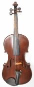 Nineteenth century unnamed violin with single piece 35.5cm back, overall length 59cm, together