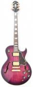 Greco RS-1000 semi acoustic electric guitar in purple/black burst finish with rosewood fretboard,