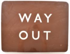 British Railways Western Region vintage enamel Way Out station sign, 45.5 x 61cm