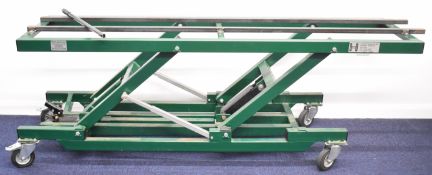 Hydraulic lifting trolley to suit live steam locomotives, currently set up to suit 7¼ inch gauge but