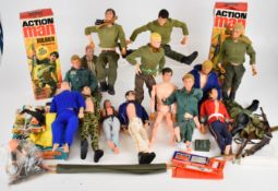 Nine Palitoy Action Man figures with painted and flock haired examples, together with five similar