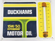 Duckhams Motor Oil enamel wall thermometer vintage enamel sign, with maker's name Burnham-London