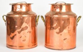 Two Taunton GWR copper one gallon cream churns, one named Sam Johnston the other Adam Kernow, height