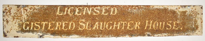 Licensed Registered Slaughterhouse vintage painted metal sign, 18 x 115cm