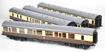Tower Brass rake of four gauge 1 GWR Collett coaches comprising brake third, composite, all third