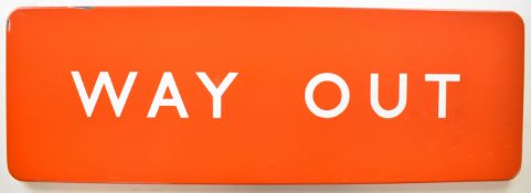 British Railways North Eastern Region vintage enamel Way Out station sign, 30.5 x 91cm