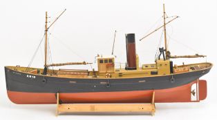 Sir Alistair model steam drifter boat with fibreglass hull and detailed deck house, wheelhouse,