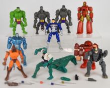 Ten Toybiz Marvel Shape Shifters action figures comprising Iron Man, Hulk, Grey Hulk (x2), Lizard,