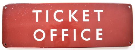 British Railways Midland Region vintage Ticket Office station door sign, 15.5 x 46cm