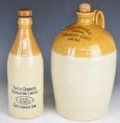 Two stoneware jars / bottles for United Chemist Cheltenham Spa and a Cheltenham Brewery example,