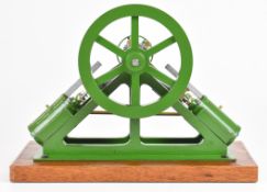 Douglas Russell of Fraserburgh twin cylinder inverted V live steam engine driving a spoked