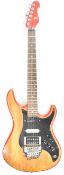 Yamaha Pacifica or Stratocaster style electric guitar in red and natural wood finish with rosewood