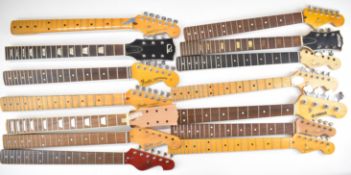 Fourteen Fender, Fender marked, Grant, CSL, Yamaha, Heerby and Avon electric guitar necks