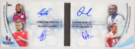 Topps Premier Gold 2013 quad autographed book chase card comprising signatures of Christian Benteke,