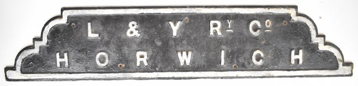 Lancashire and Yorkshire Railway Horwich signal box or similar lever frame plate, length 84cm