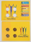 2002 Manchester Commonwealth Games coin cover with four Commonwealth Games £2 coins
