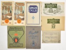 Seven veteran and vintage bicycle brochures comprising 1910 Rudge Whitworth two 1912 Singer, 1925