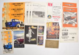 1920s and 1930s commercial vehicle brochures to include Morris 30-cwt, Bedford, Chevrolet trucks,