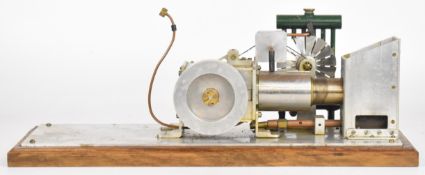 Scratch built hot air or Stirling cycle engine mainly of aluminium construction with gas burner,