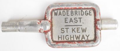GWR or BR(W) aluminium key token Wadebridge East - St. Kew Highway, length 17.5cm