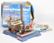 Wilesco D10 live steam stationary engine, the horizontal spirit fired boiler having safety valve and