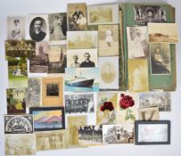 Edwardian postcard album of topographical and social history including Painswick Church (