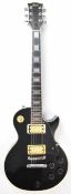 Pearl Custom Les Paul style electric guitar in black gloss finish with rosewood fretboard,