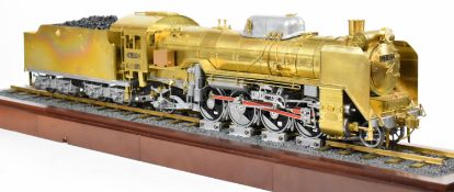 JNR D51 Japanese 2-8-2 gauge 1 brass locomotive with electric motor drive and makers plate to
